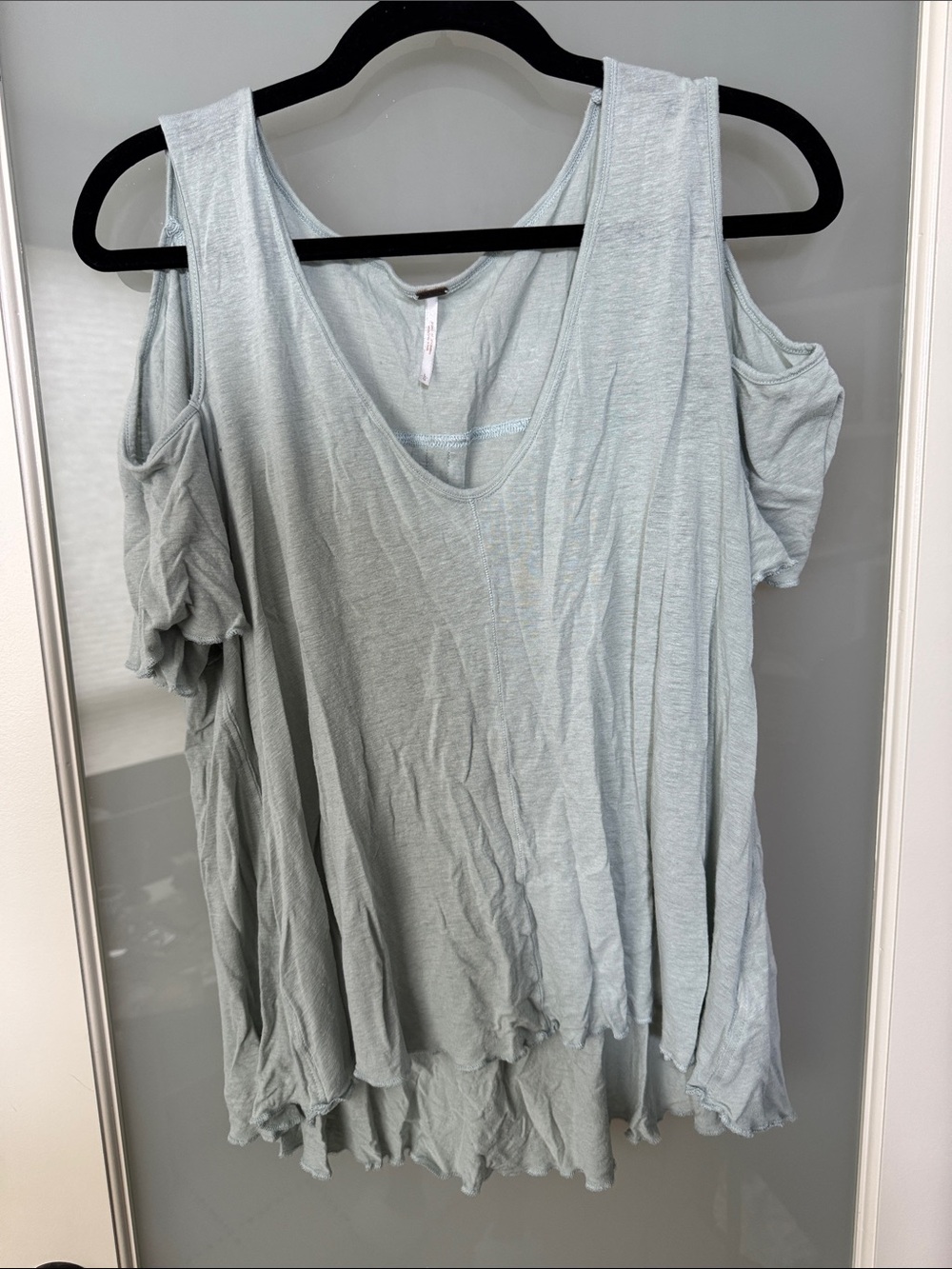 Free People Light Sage Cold-Shoulder V-Neck Tunic
